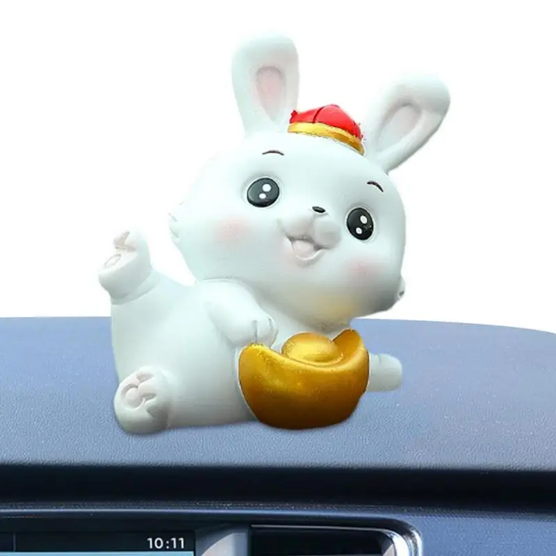 Dashboard Rabbit Cute Resin Tiny Bunny Figurine Car Interior Decor Car Dashboard Decorazioni Per La Casa Bunny Decor Per Auto E