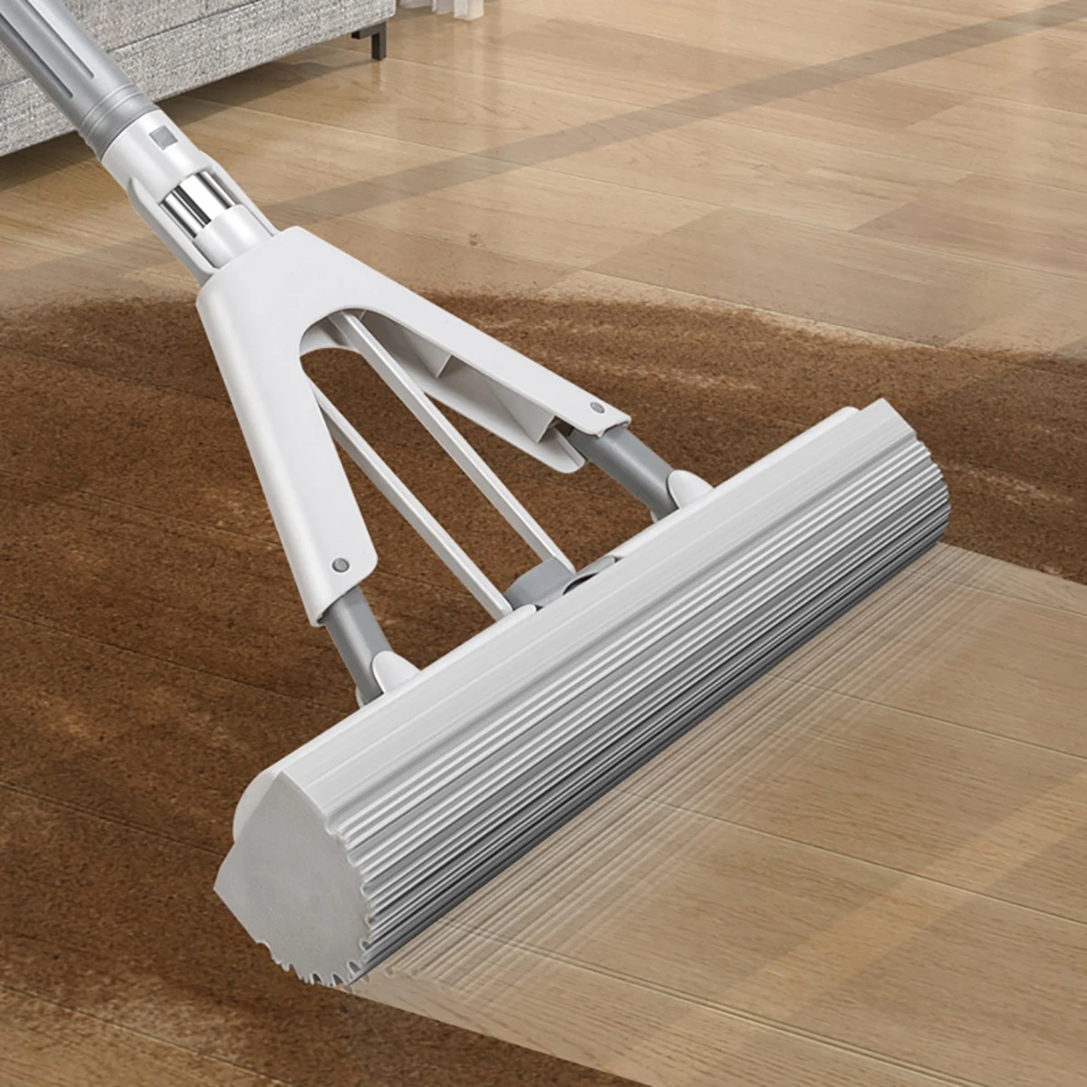 50inchretractableselftwistingspongemopwith2absorbentsponges