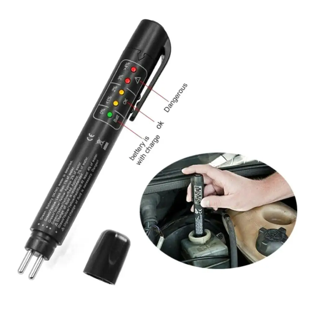 Brake Fluid Tester Pen 5 LED Indicator Display for DOT3/DOT4 brake fluid tester