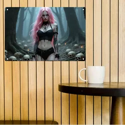 Gothic Pink - Haired Metal Wall Art Sign - Unique Aluminum Decor (TYA - 1023511 - 20x30cm)