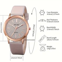 2PCS/Set Women's Watch Shiny Fashion PU Leather Analog Quartz Watches Rose Flower Bracelet - Image 5