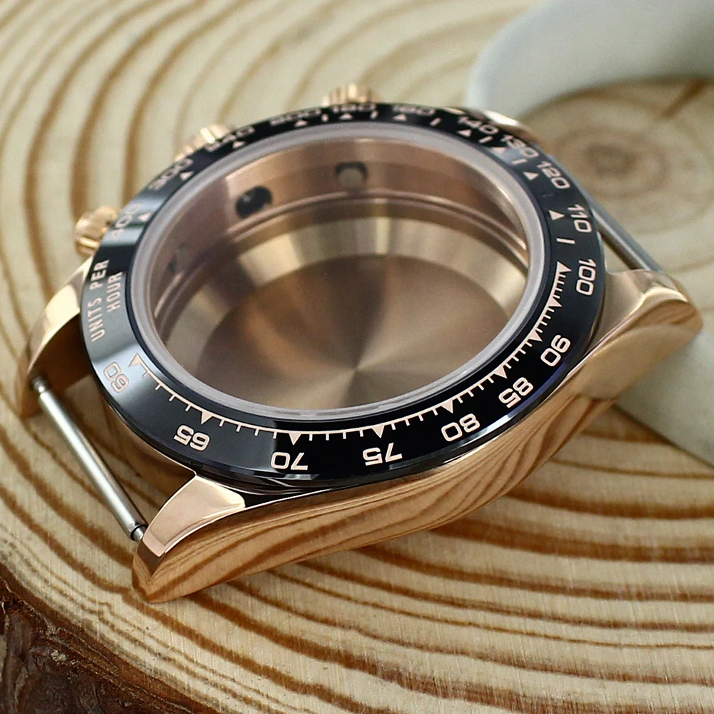 39mm VK63 Gehäuse Uhrengehäuse Silber/Roségold Edelstahl Saphir Wasserdicht für Seiko VK63 Uhrwerk Zubehör DIY für Daytona