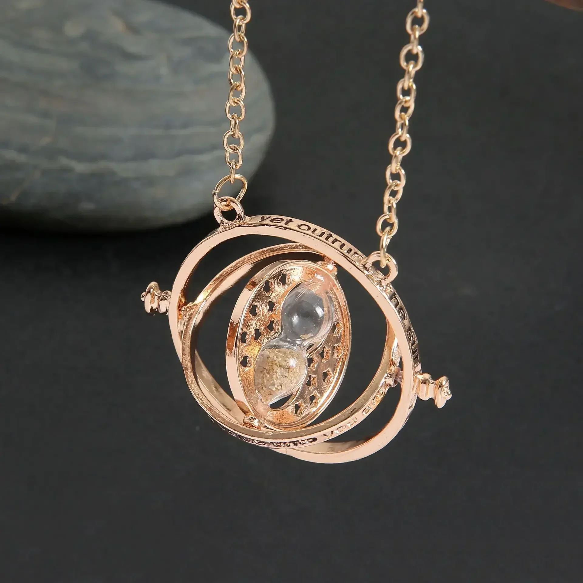 Harries Potters Time Converter Necklace Wand Time Turner Hourglass Snitch Pendant Triangle Necklace Friend's Birthday Gift rose necklace