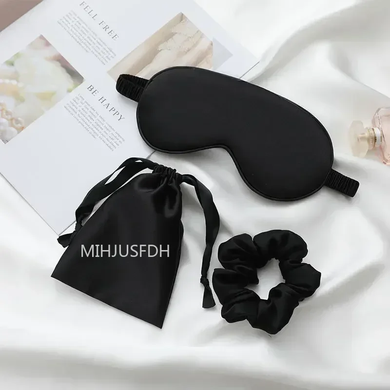 Luxurious Women's Silk-Inspired Sleep Mask Set - 3-Piece Comfort Eye Shades for Restful Travel & Relaxation