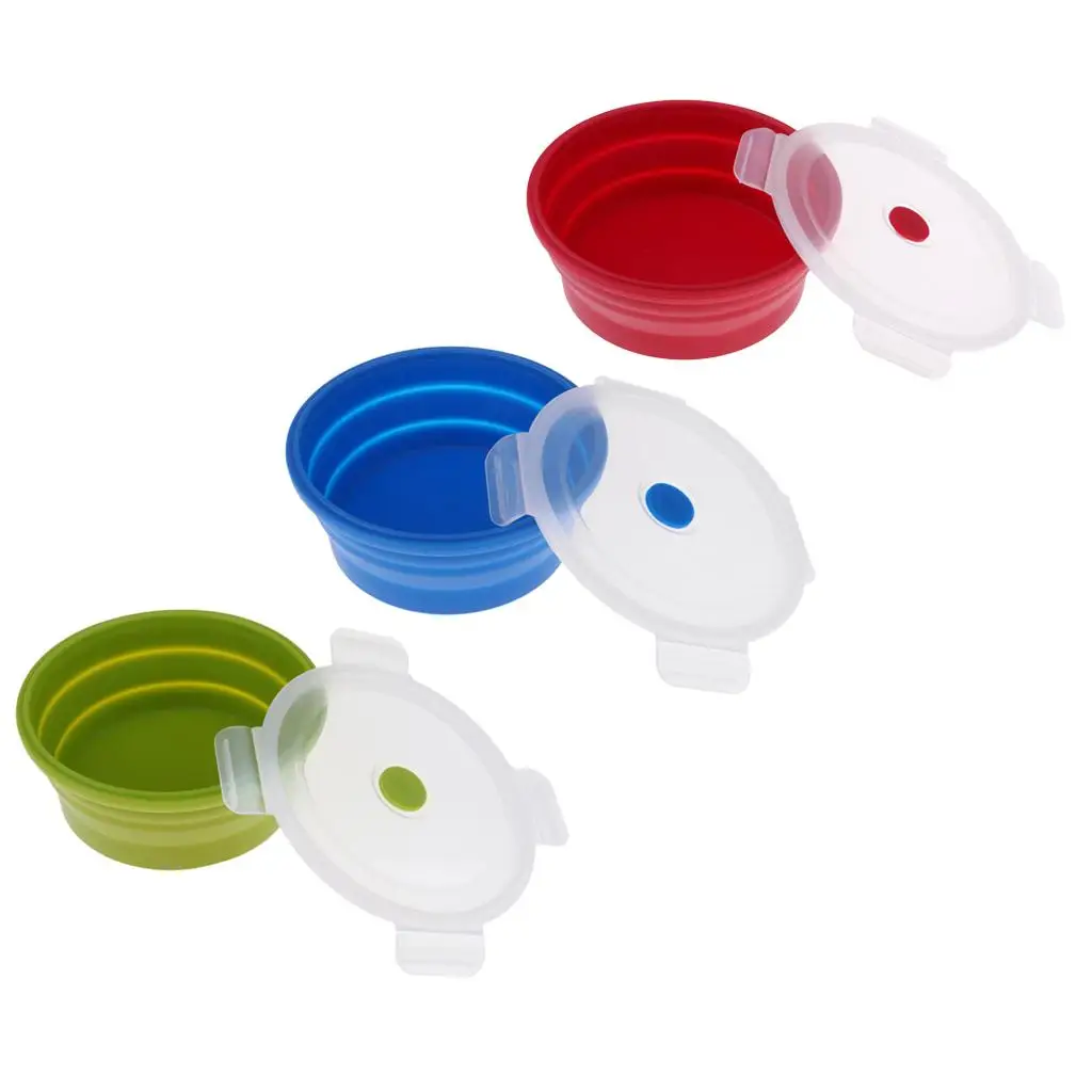 Silicone Folding Bowl Telescopic Collapsible Reisen im Freien Camping Tool with Lid 3
