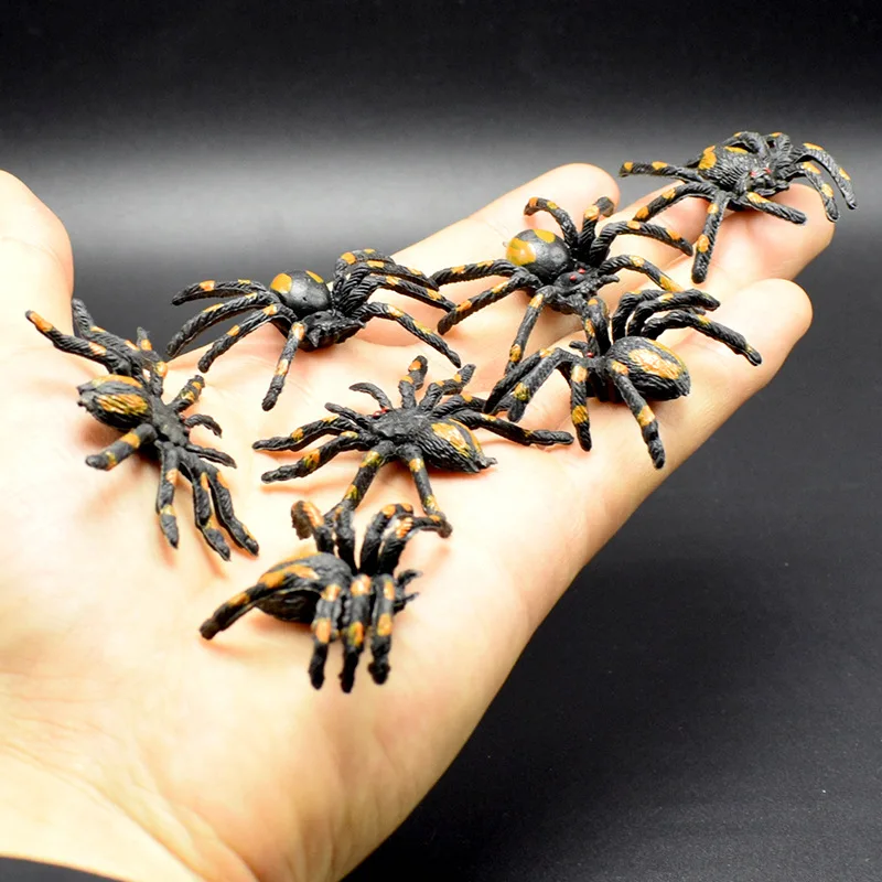 

12Pcs Novelty Funny PVC Simulation Yellow Flower Spiders Model Toys Kids Animals Model Children Halloween Prank Scary Props