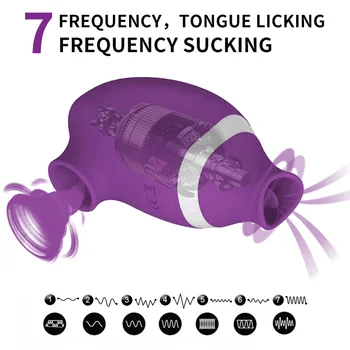 Tongue Licking & Sucking 2 In 1 Vibrator Sex Toys for Female G-Spot Stimulator Clitoris Nipple Sucker Masturbator Sex Product 6