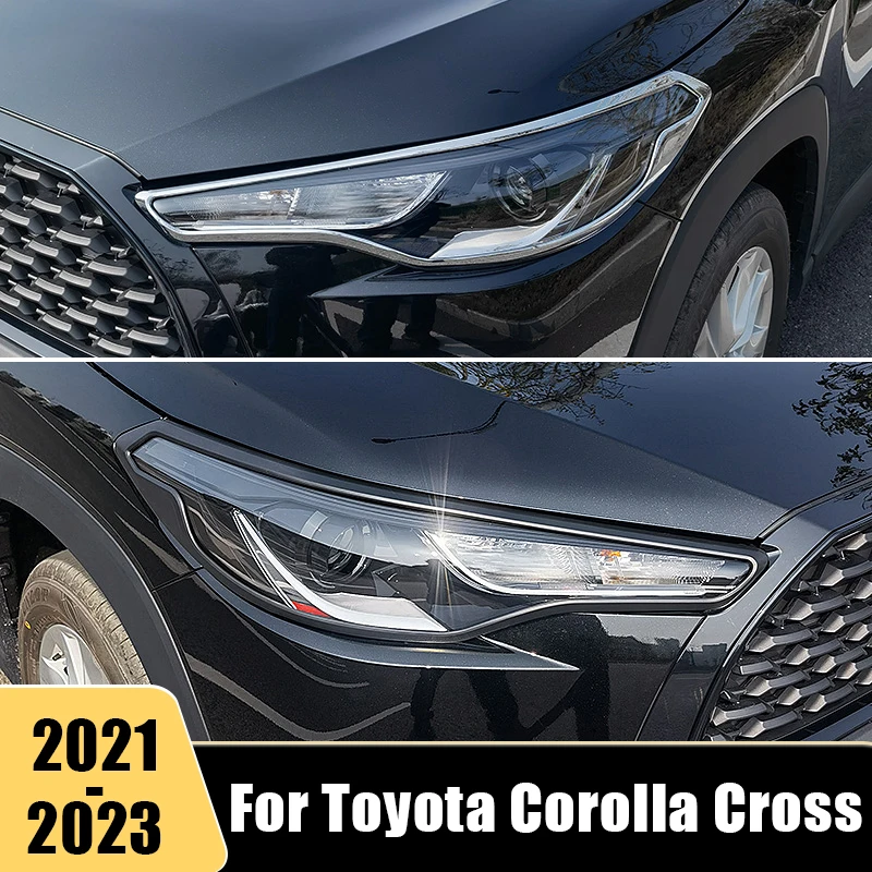 

For Toyota Corolla Cross XG10 2021 2022 2023 Hybrid ABS Car Front Head Light Headlight Lamp Cover Frame Trim Sticker Accessories