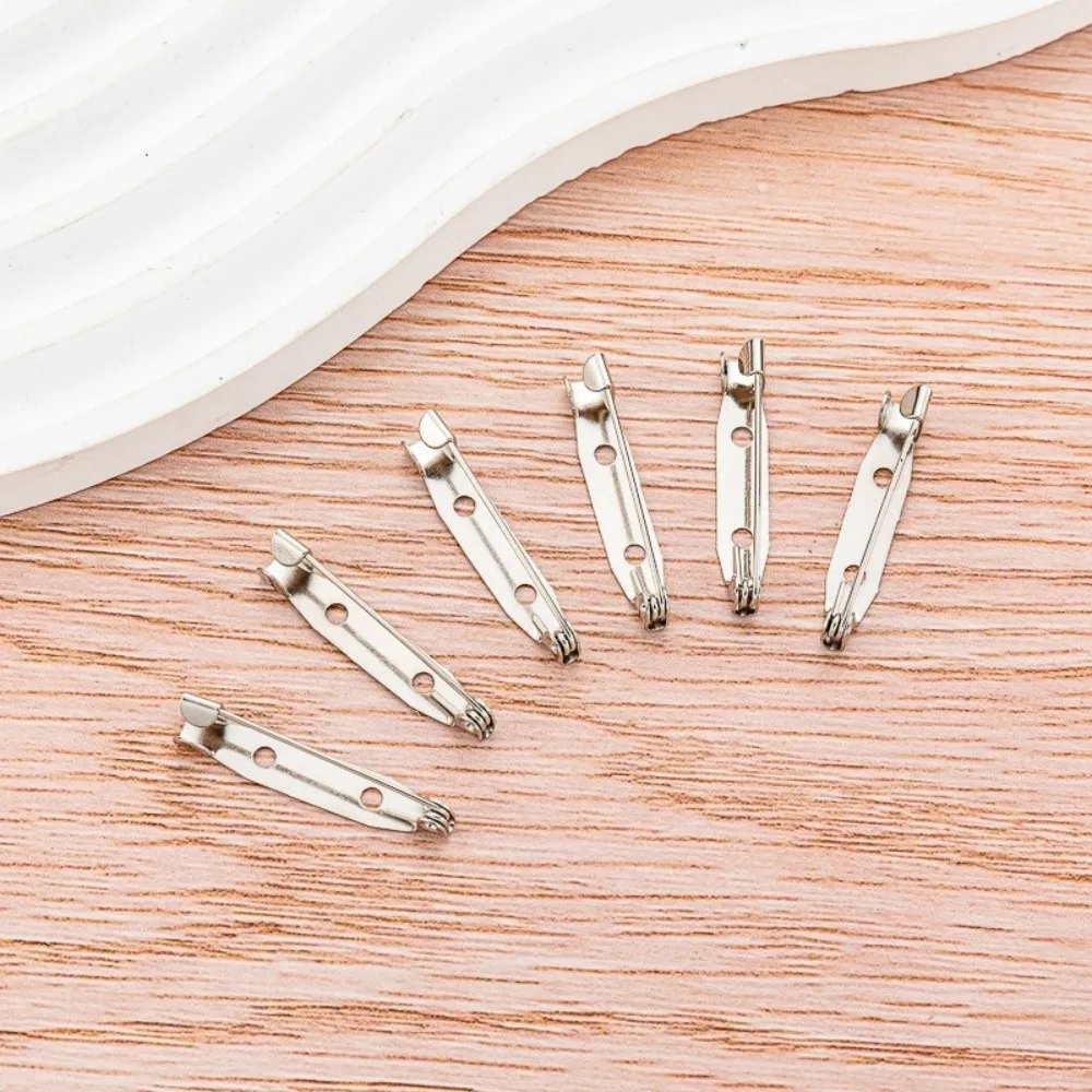 60/80/100pcs 새로운 금속 바 핀 실버 15/20/25/32/38/45mm 배지 핀 백 DIY 공예 브로치 걸쇠 핀 바느질 액세서리