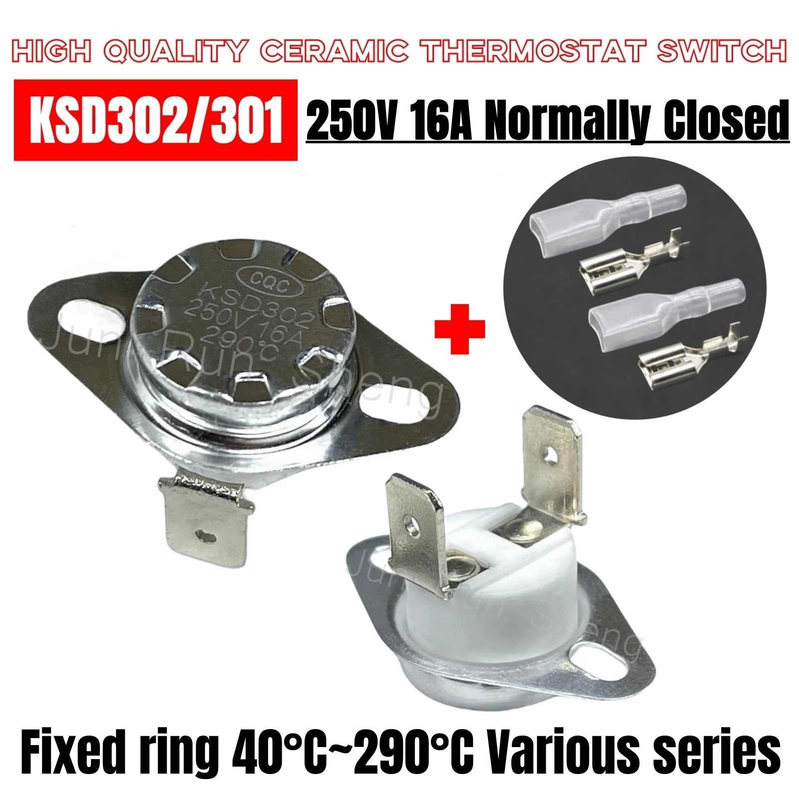 Ceramic Thermostat Switch Bimetal Thermostat Switch Kit KSD302 KSD301 Normally Closed NC 40C~290C Temperature Controller 16A 250V Thermal Protector Sensor