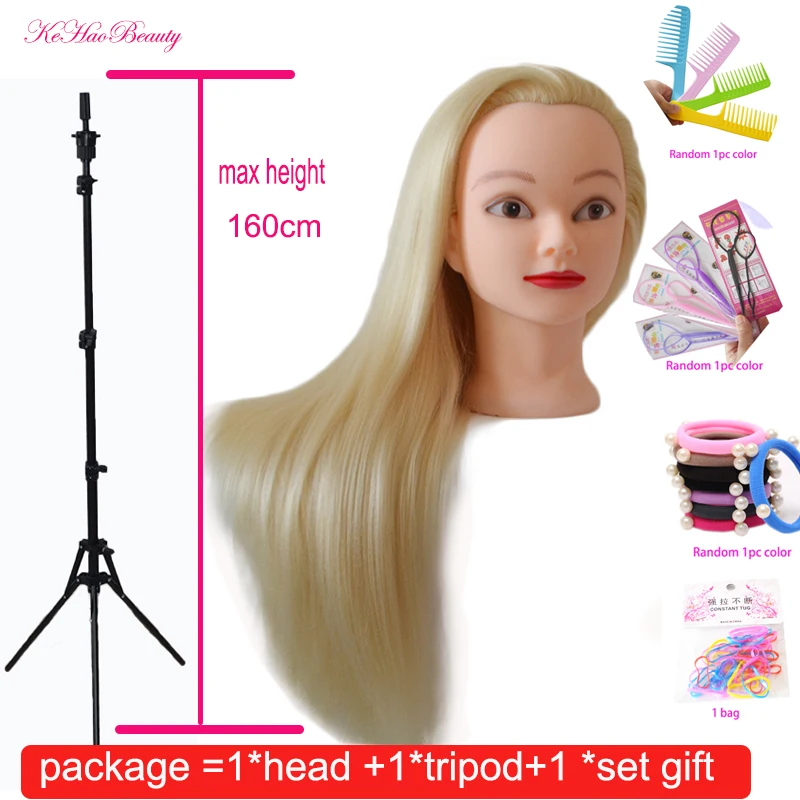 בובת ראש עבור תסרוקות Mannequin ראש עם 100% סינטטי ארוך ראש אימון שיער צמת שיער עם מהדק פאה Stand