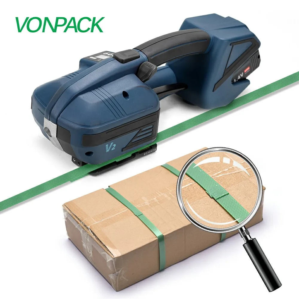 V2 carton pallet  electric binding tools rechargeable lithium battery powered automatic strapping machine 6