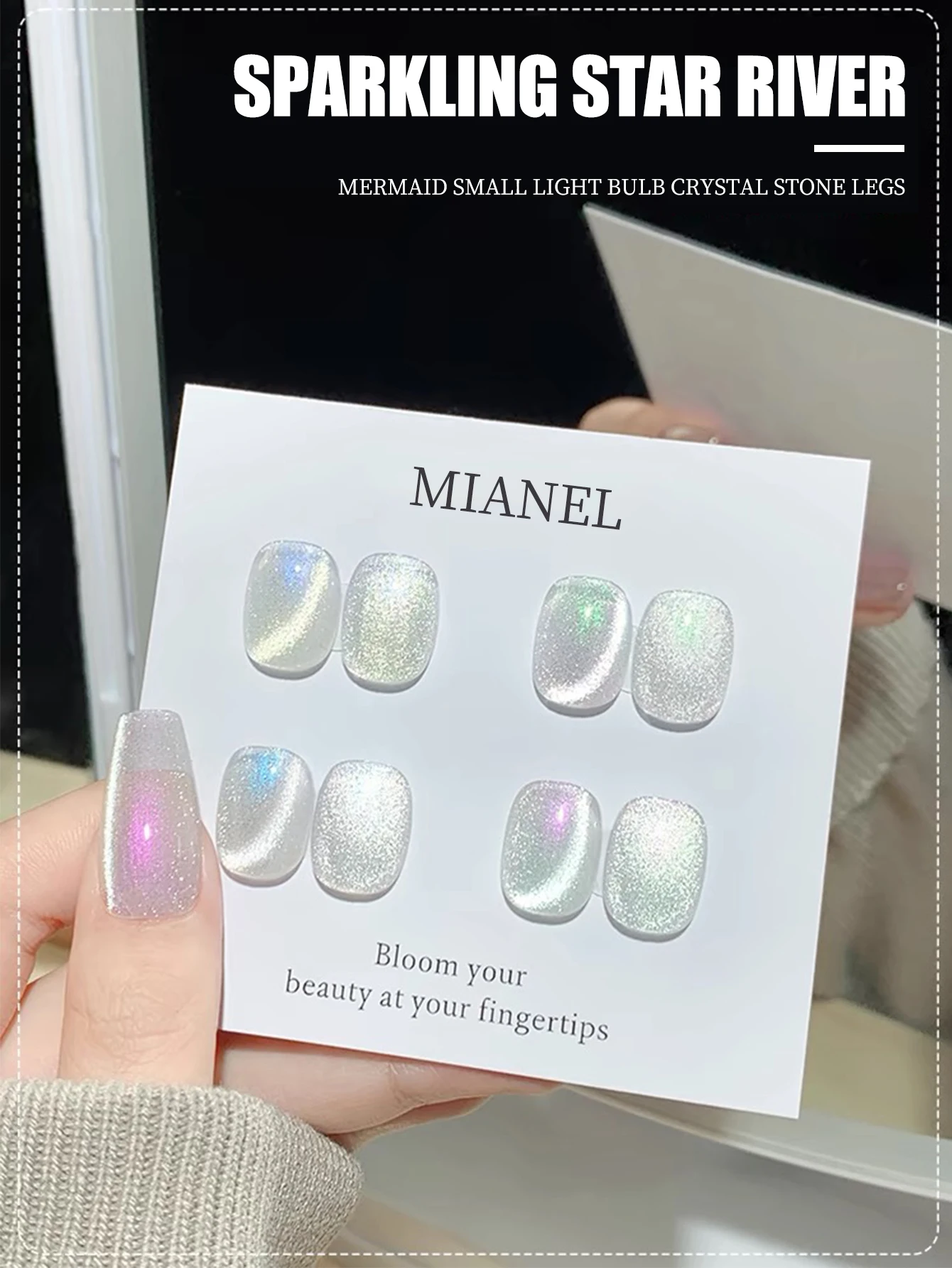 12ML Beliebter Eisklarer Weißer Wassermond-Katzenaugen-Gel-Nagellack, universeller Magnet-Katzenaugen-Gel-Nagellack, UV-Licht-Nägel – Detail 34