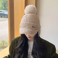 Fashion Solid Color Warm Earmuffs Cap Windproof Thermal Knitted Baseball Cap Versatile Thick Ear Flap Protection Hat Skiing