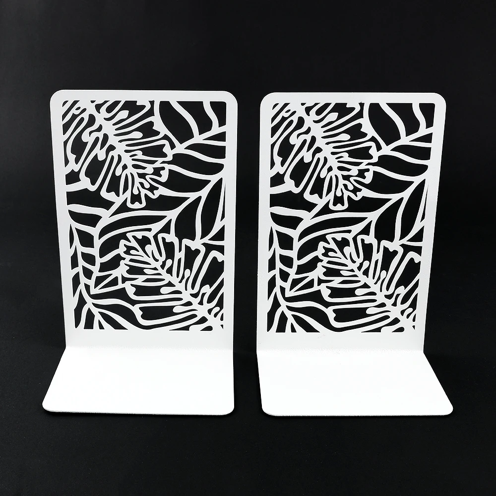 Trendy White Monstera Deliciosa Leaf Book Ends Heavy Duty Metal Books Support Stopper Decorazione Desktop Fermalibri Regalo Di Laurea