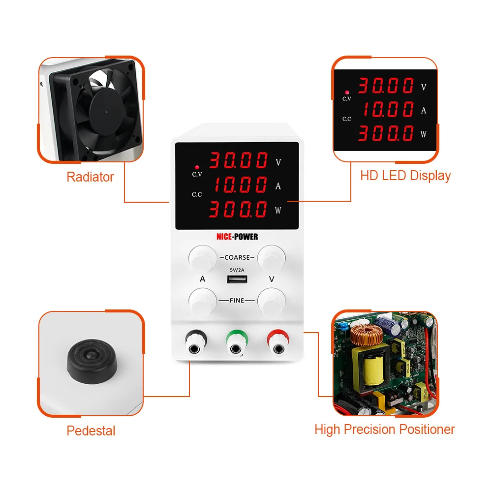 nice-power sps3010 30v 10a comutação ajustável 4 fonte de alimentação digital