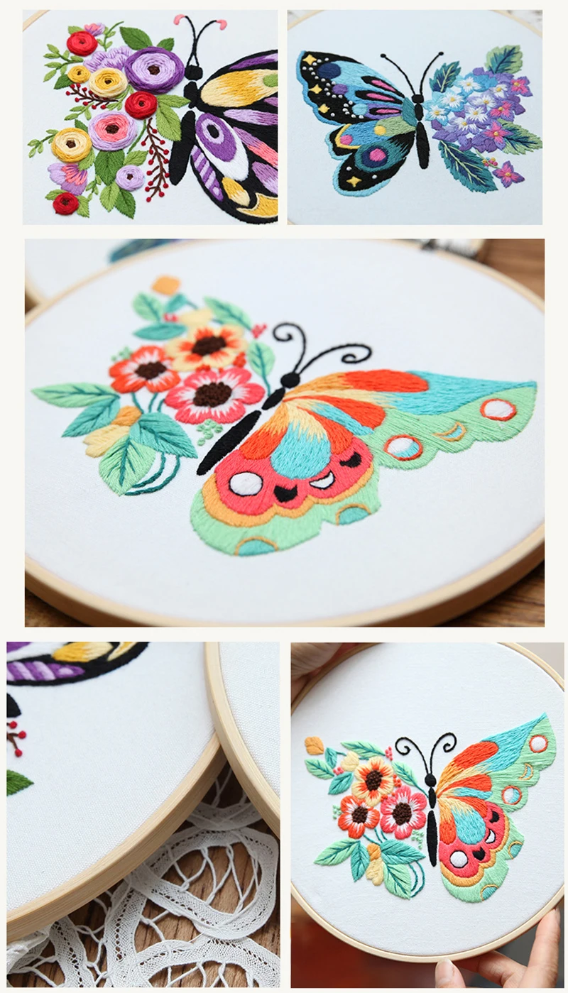 Description Picture 6 of itemFlower Butterfly Series Needlework Embroidery Kit Cross Stitch Materials Package Literary DIY Embroidery Semi-finished Products