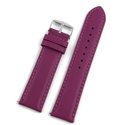 Vintage Genuine Leather Watchband - Green Gray Blue Replacement Wristband - 20mm (Purple)