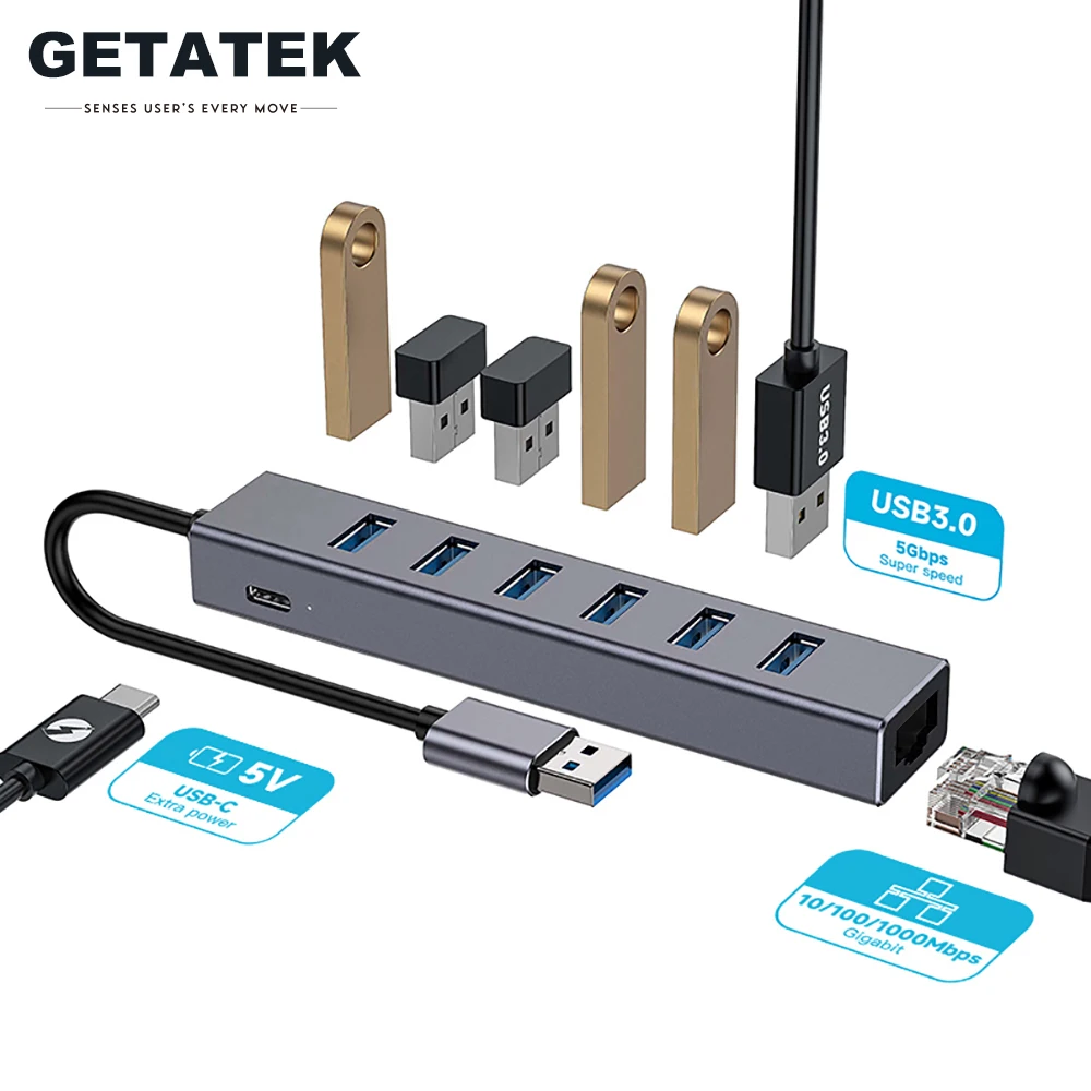 

USB-концентратор Getatek с 6 портами USB 3,0, 5 Гбит/с