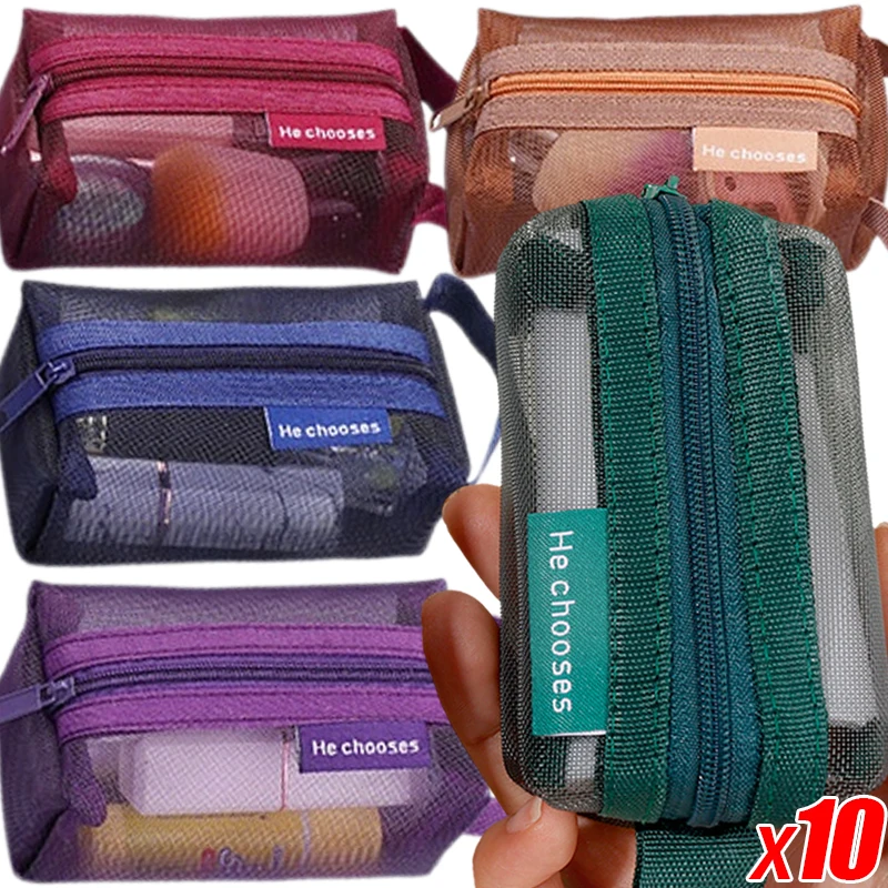 

1/10PCS Nylon Mesh Zipper Bag Mini Coin Purse Storage Bags Money Key Lipstick Earphone Data Cable Pouch ID Card Credit Holder