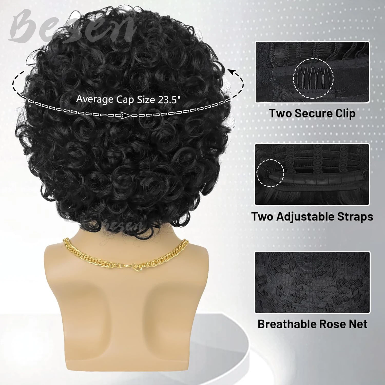 Synthetic 70s 80s Mens Disco Wig Short Afro Curly Wigs for Retro