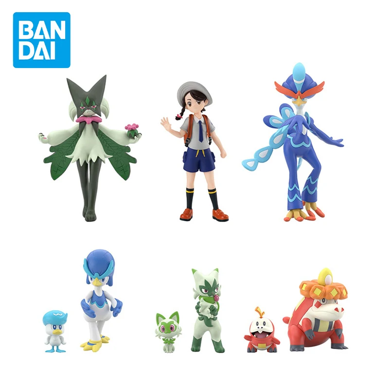 

Original BANDAI Pokemon Scarlet and Violet Sprigatito Floragato Fuecoco Crocalor Quaxly Anime Figure Action Figures Model Toy
