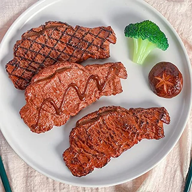 PVC Simulation Fake Steak Food Model Photography Props Restaurant Decoration Props Good-looking and Realistic Food Light Weight
