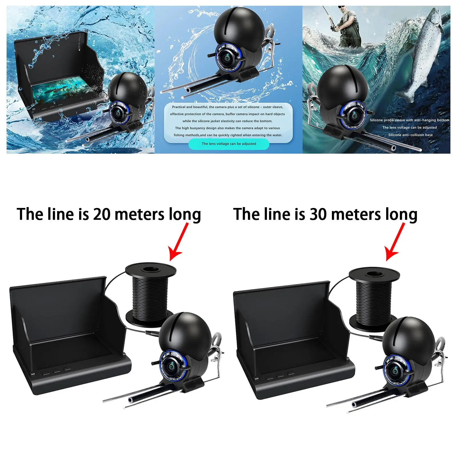 Video Fish Finders Vision Underwater Fishing Camera for Lake Ice Fishing Sea