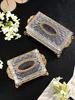 Crystal Glass Tissue Box Golden Brass Transparent Paper Box Household Kitchen Storage Vintage Desktop Tissue Holder Accesorios 1