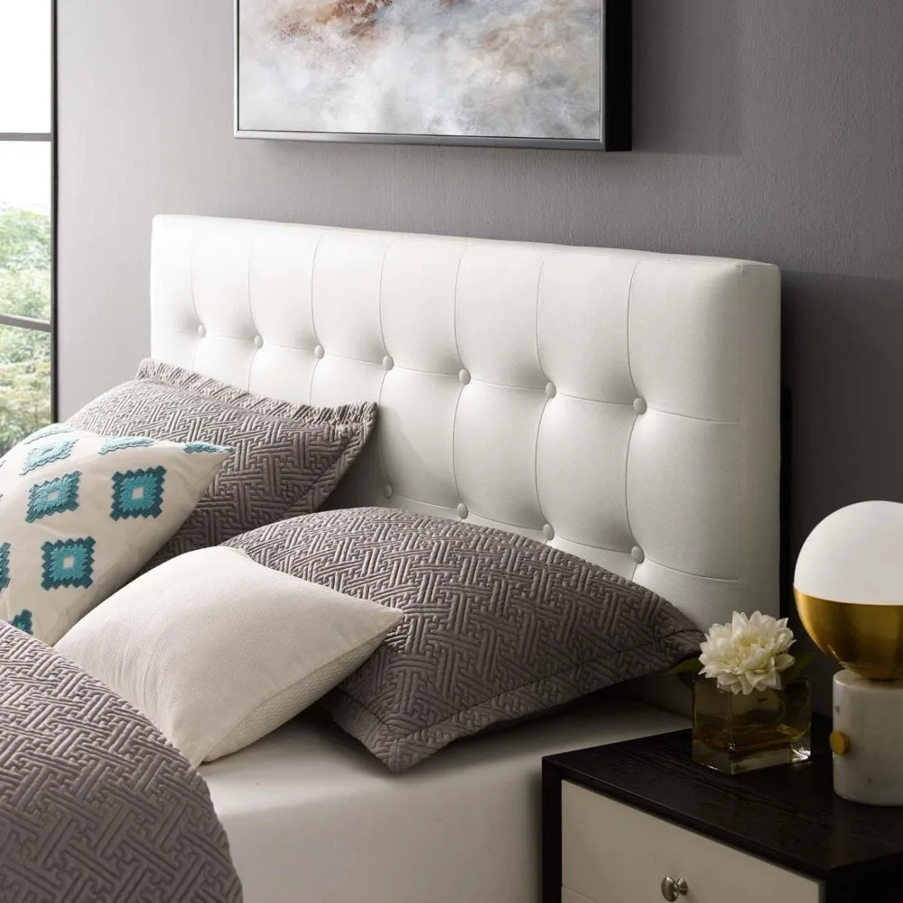 

Headboard, Tufted Button Faux Leather Upholstered King Headboards Headboard