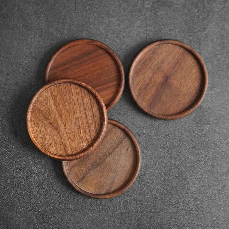 1PC Wooden Coaster Placemats Tea Coffee Cup Pad Durable Heat Resistant Teapot Mat Walnut Color Insulation Tableware Mug Holder