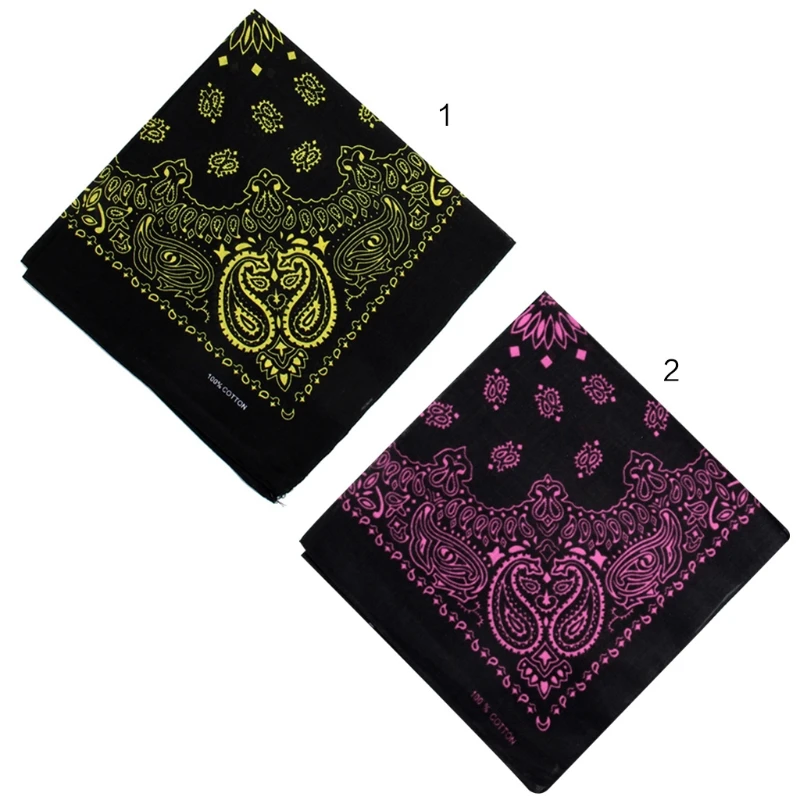 

Hip Hop Cotton Multi-Purpose Bandana Square Scarf Double Paisley Floral Printed Headband Wrap Handkerchief for Women Men