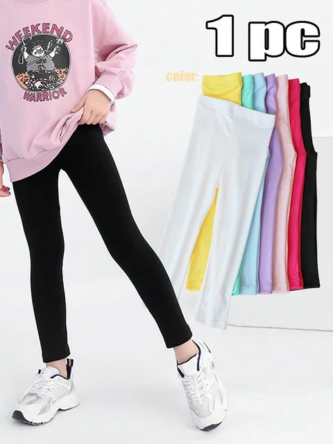 Pantalons pour filles, leggings élastiques doux pour enfants, couleur bonbon, pantalon skinny pour filles, pantalon uni pour enfants de 2 à 12 ans, vêtements de tous les jours 1