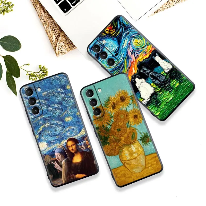 

Cat Van Gogh Starry Night Oil Painting Case For Samsung S23 S22 S21 Ultra S20 FE Back Cover For Galaxy S22 s23 S21 S10 Plus Case