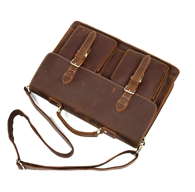 Distressed Brown Laptop Shoulder Bag Briefcase