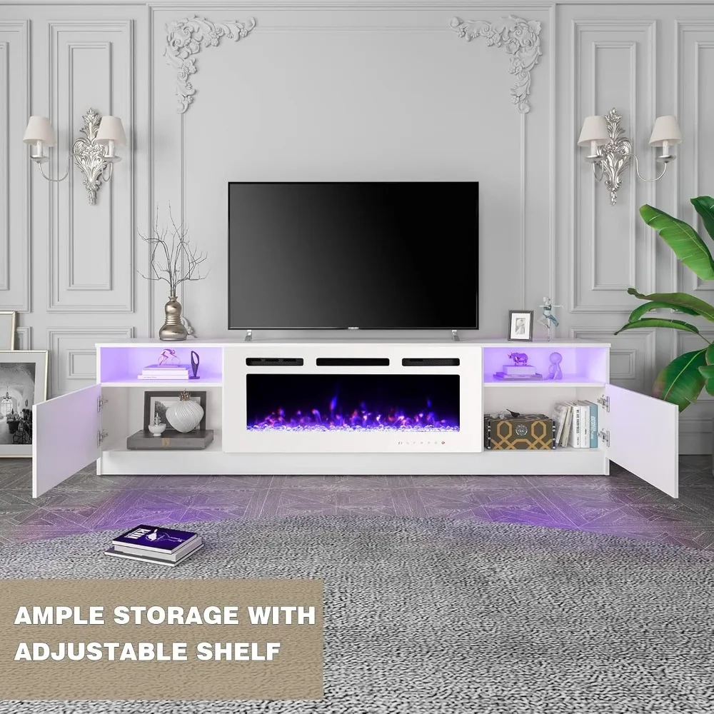 Fireplace TV Stand with Electric Fireplace, Entertainment Center with 16 Color Led Lights and 12 Flame Fireplace Insert Heater 5
