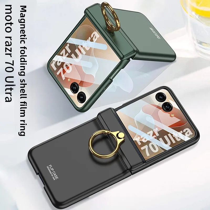 Magnetic Shell Film Ring Cover with Hinge Protection - Shockproof Phone Case