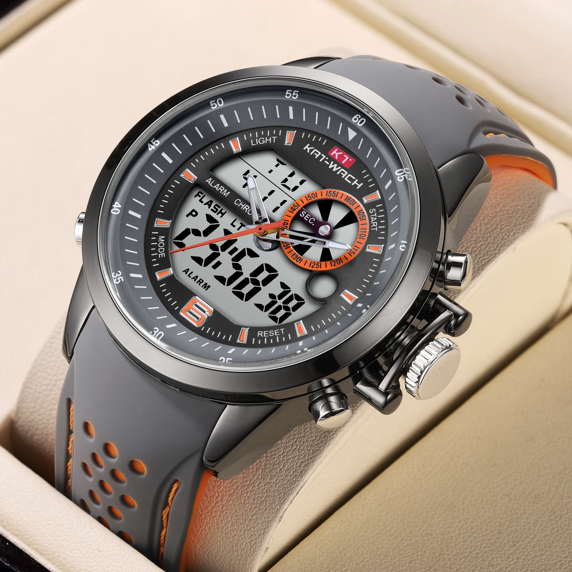 KAT-WACH men's multi-color silicone belt quartz watch luminous waterproof alarm clock led light