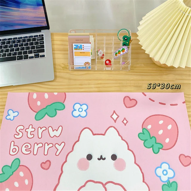 1pc Kawaii Mouse Pad Large Cherry Bunny Non-slip Desktop Table Mat Student Desk Mat Cute Bear Bunny Mouse Pad Large Game Mat Strawberry