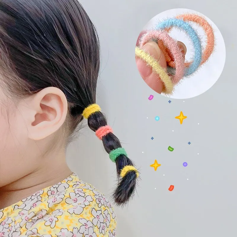 300pcs/bottle Fashion Girls Colorful Wide Thick Rubber Band Children  Stretch Elastic Hair Band Good Elastic Hair Tie Headwear