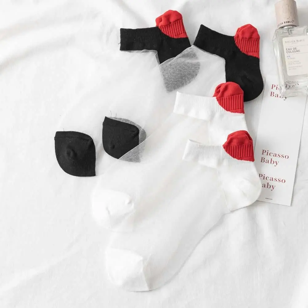 

Breathable Girls Summer Lady Women Socks Cotton Glass Silk Socks Heel Love