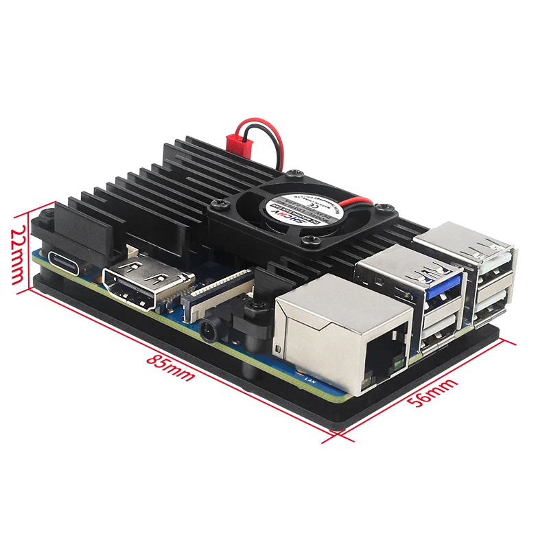 Orange Pi 3B Aluminum Alloy Case with Cooling Fan Active Passive Heat Dissipatio