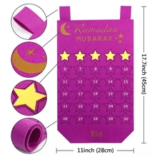 

Eid Mubarak DIY Blue Pink Kids Gifts Felt Calendar Islam Muslim Party Timetable Calendars Star Sticker Decoration Ramadan Kareem