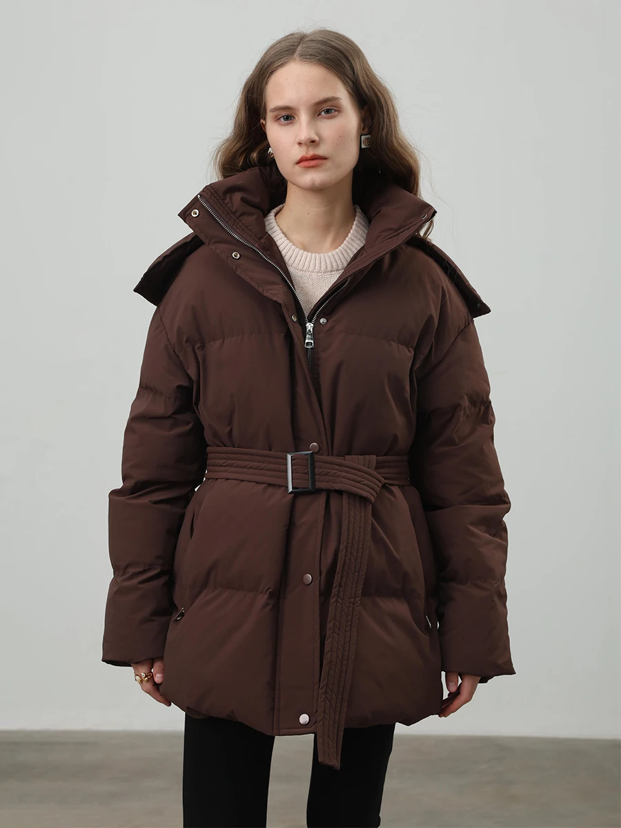 Bornladies Women's Winter New Drawstring Slim Fit Cotton Jacket  Hooded Zipper Cotton Robe Comfortable Warm Bread Jacket