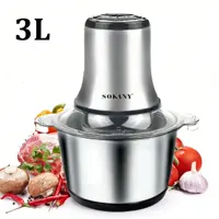 Hachoir à viande électrique multifonction 800W 3L, robot culinaire, broyeur de cuisine en acier inoxydable, hachoir à légumes, trancheur, maison 1
