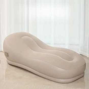 Inflatable Lazy Lounge Chair Sofa S-Shaped Streamlined Design with Built-In Air Pump Outdoor Camping Park Nap Portable Sofa Bed