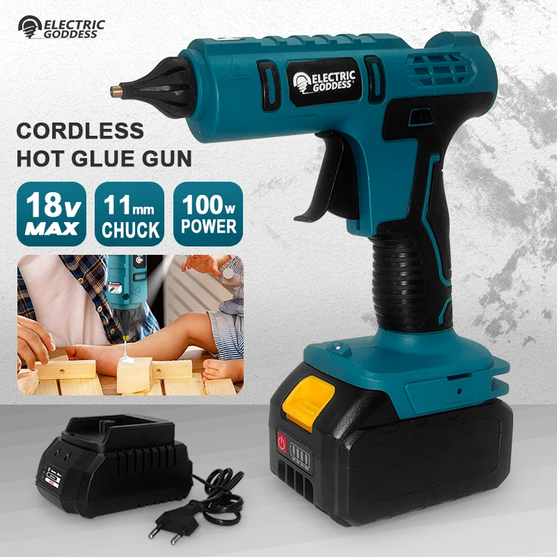 EGOD100W Cordless Hot Melt Glue Gun Lithium Battery Multifunction DIY Glue Gun with 11MM Stick for Makita 18V Battery