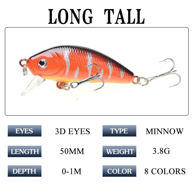 Minnow Fishing Lures 5cm 4.2g 3D Eyes Plastic Hard Bait Crankbait Wobblers With 10# Hooks Artificial Japan Swimbait Peche Tackle