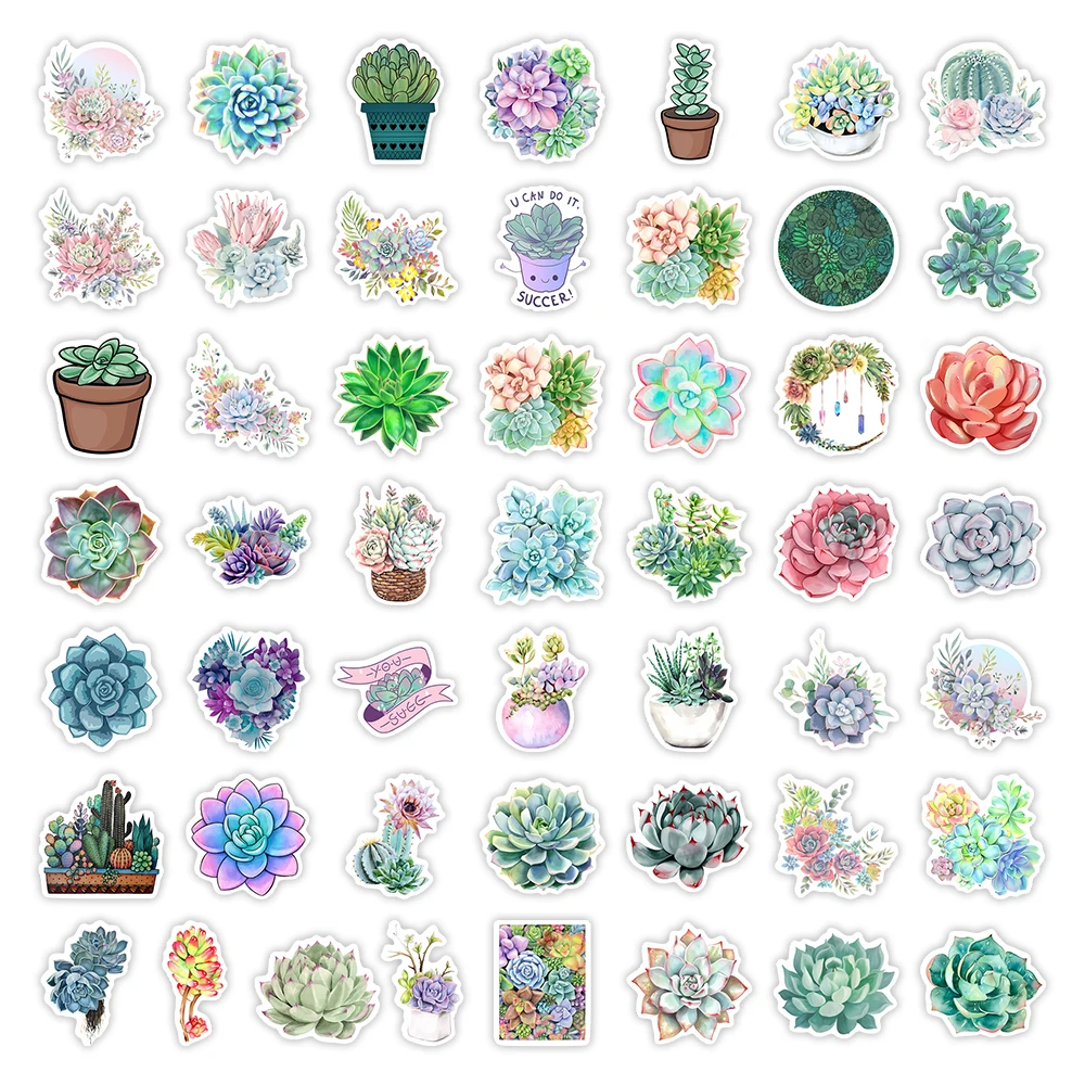 Cute Succulent Potted Stickers DIY Kids Toys Gift Decorative Decal for Scrapbook Laptop Phone Luggage Bottles Waterproof