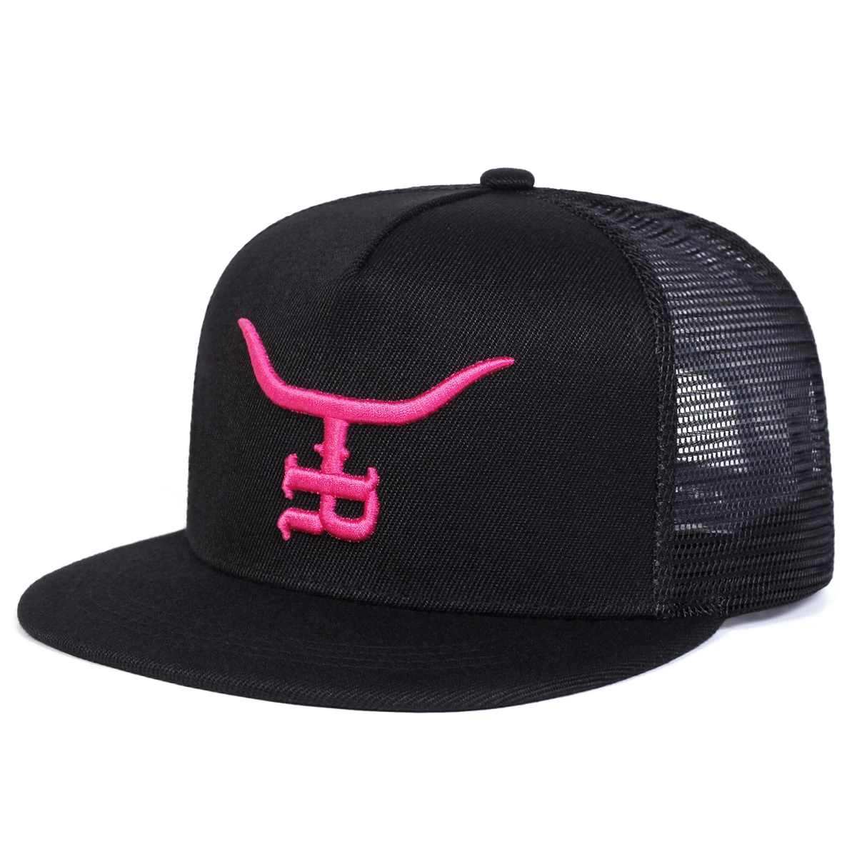 Unisex R-Buchstabe Stierkopf-Stickerei Hip-Hop Netzhüte Frühling Sommer Outdoor Verstellbare Lässige Baseballkappen Sonnenschutz-Hut – Detail 2